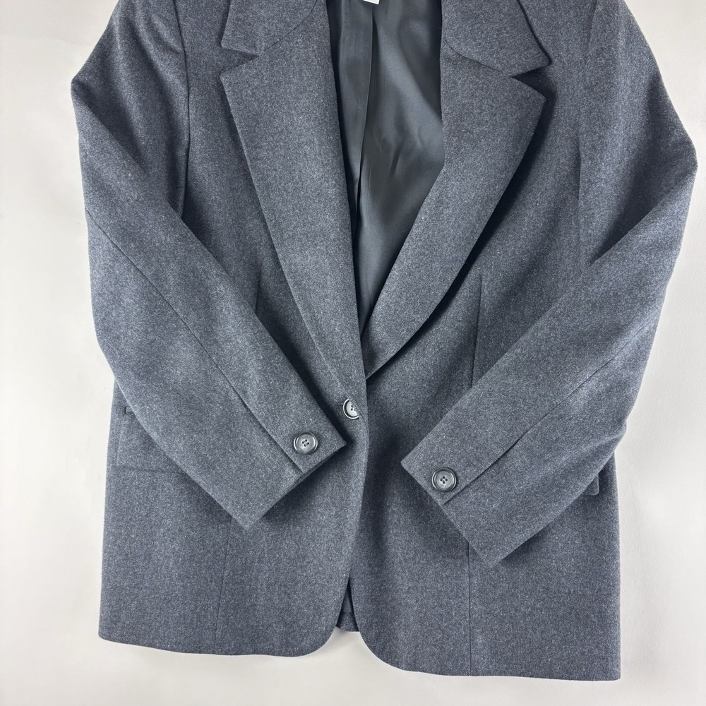 VTG Pendleton Women's Size 12 Gray 100% Wool Blazer Jacket Career One Button - Picture 6 of 12